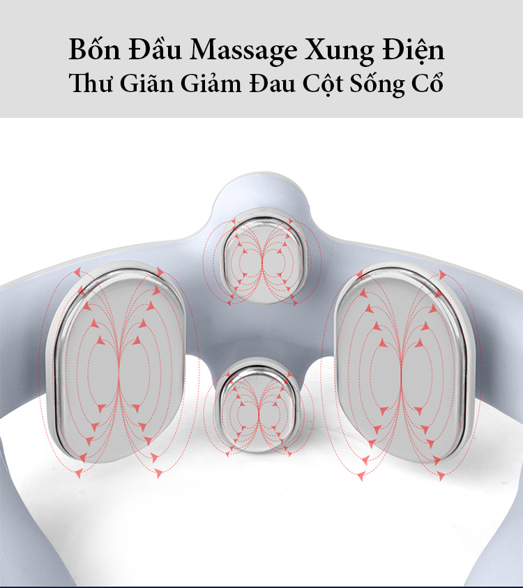 Máy Massge Cổ Thông Minh Sử Dụng 4 Đầu Xung EMS Điện Từ Cao Cấp - Hàng Chính Hãng