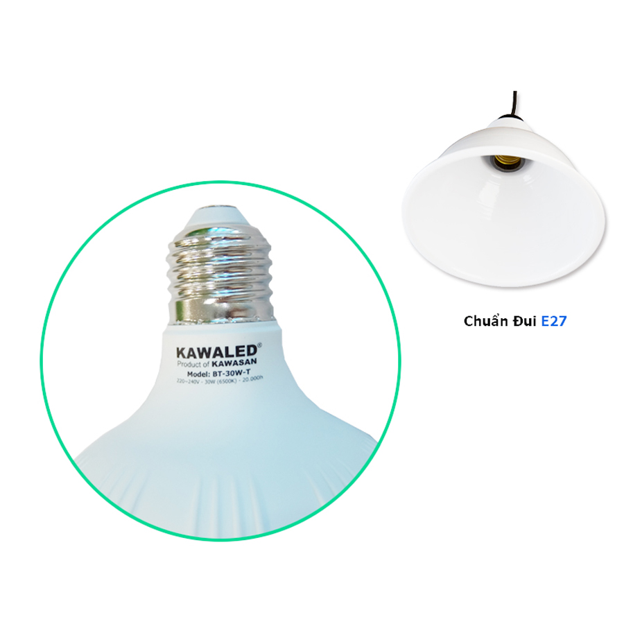 Bòng đèn Led Bulb trụ thân nhựa tròn T100-30W-T (Trắng)