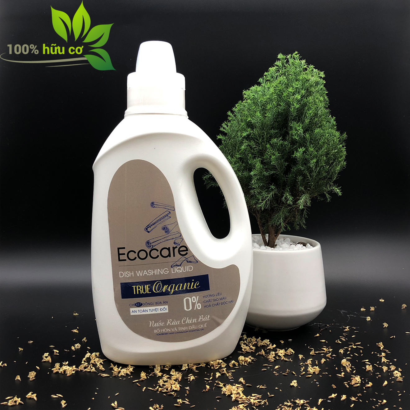 Nước rửa chén hữu cơ Bồ hòn hương Quế 2000ml thương hiệu Ecocare