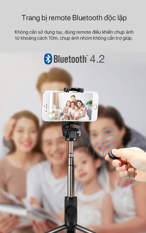 [[ Chụp Liên Tiếp 30,000 Lần - Phạm Vi 10m - Bluetooth 4.2 - KÈM VIDEO ]] - Gậy Chụp Hình Tự Sướng Selfie Không Dây Bluetooth Xoay 360 Độ Vivan - Hàng Chính Hãng