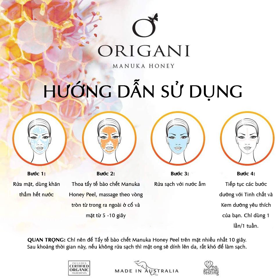 Mặt Nạ Tẩy Da Chết Mật Ong Manuka Origani (MGO 250+) Dòng Sản Phẩm Hữu Cơ Dạng Gel Dễ Dàng Sử Dụng Nhanh Chóng, Không Tổn Thương Bề Mặt Da - 50ml Giúp Làm Sạch, Mềm Mịn Và Làm Đều Màu Da