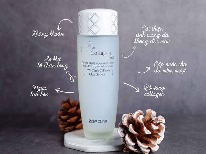 Nước Hoa Hồng Giúp Làm Trắng Da Collagen Hàn Quốc 3W Clinic 150ml ( Dạng Nước )