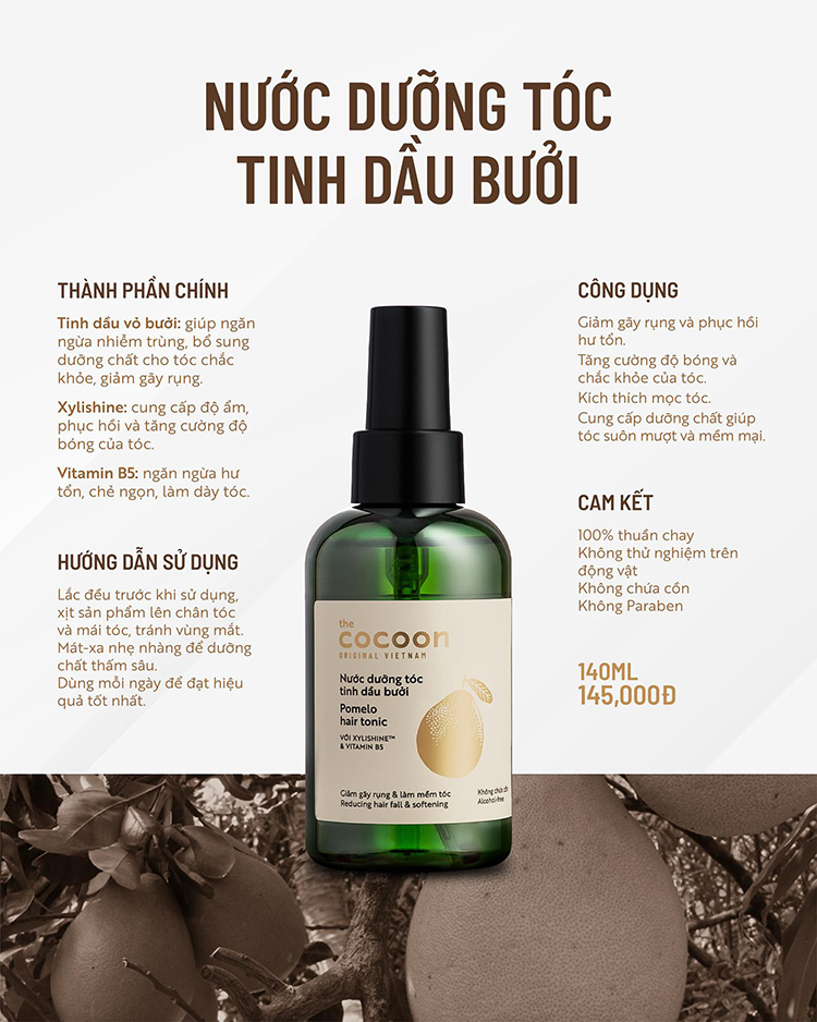 Nước dưỡng tóc tinh dầu bưởi Cocoon 140ml