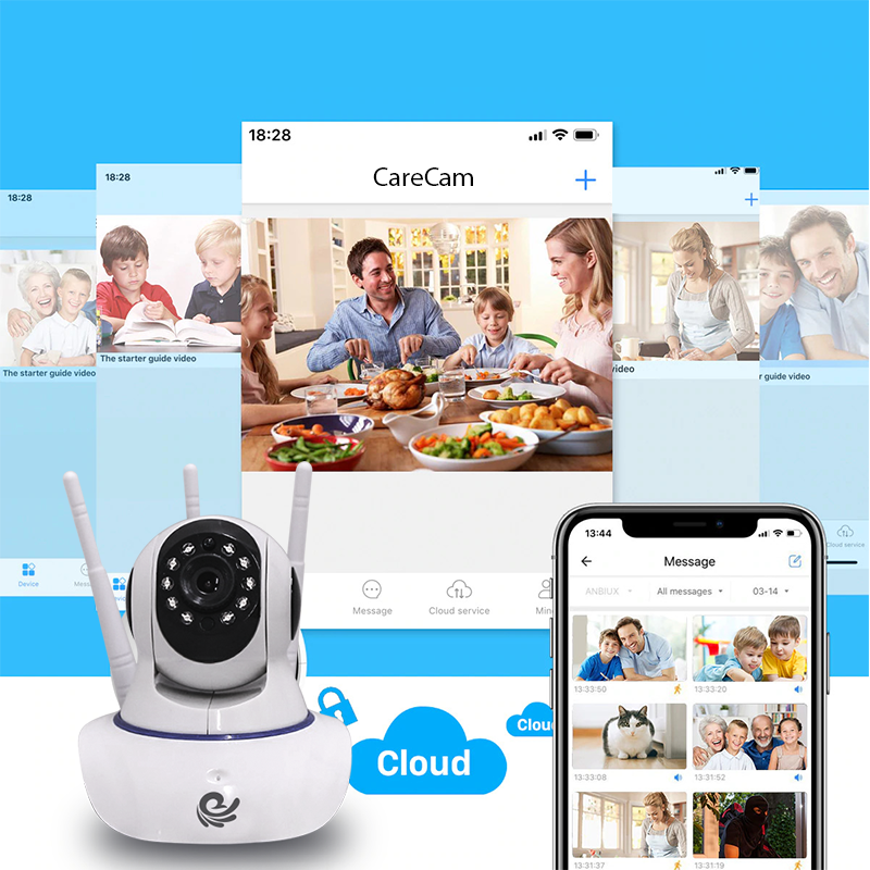 Camera IP Quan Sát CareCam 3 Râu Độ Phân Giải 2.0Mpx Xoay Theo Chuyển Động, Đàm Thoại 2 Chiều, Hú Báo Động, Xem Cùng Lúc 4 Camera - Chính Hãng