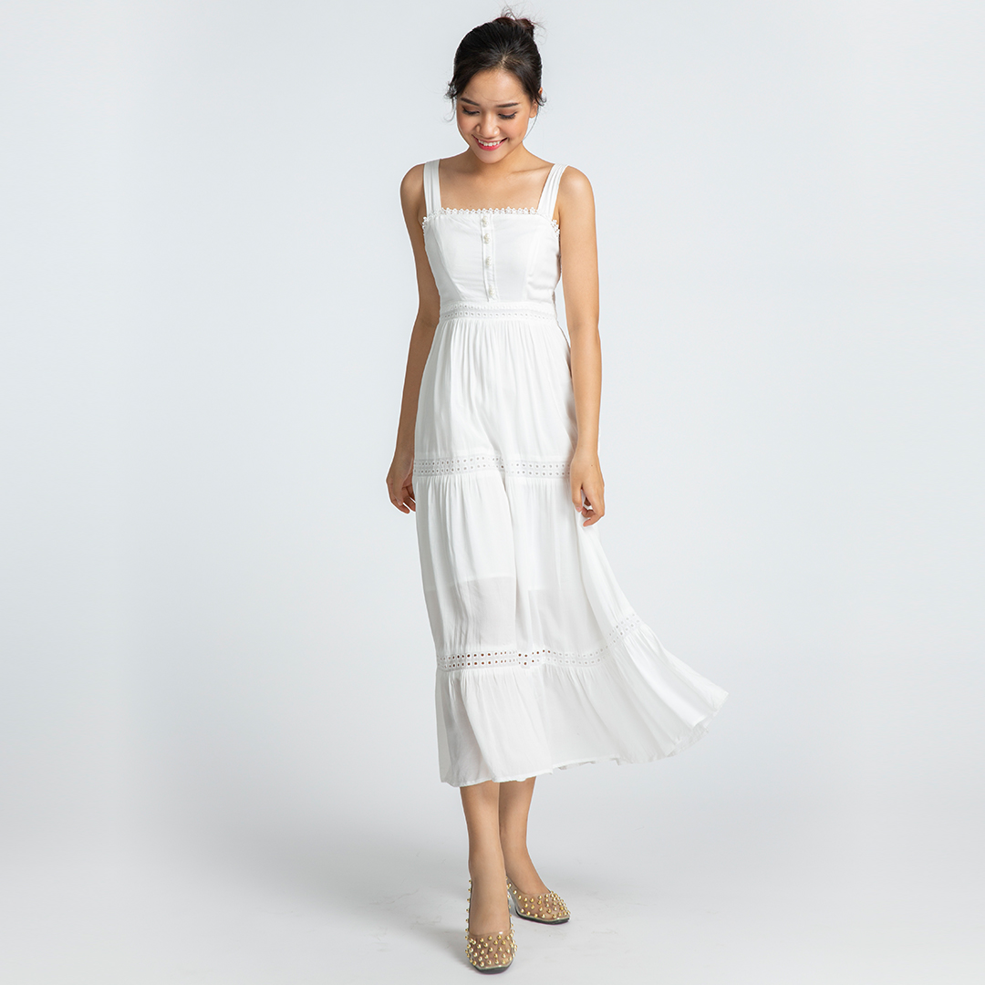 Đầm Maxi Đầm Đi Biển Đầm Trắng Cao Cấp Thời trang thiết kế Hity DRE092