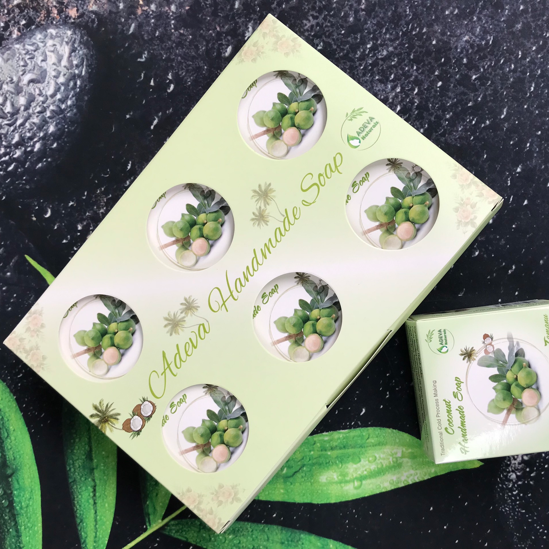 Xà phòng Mù u Adeva Naturals (3 bánh - 100 gr/ 1 bánh) - Xà phòng handmade với thành phần từ thiên nhiên, an toàn dịu nhẹ, cho làn da mềm mại - Không gây khô rít da