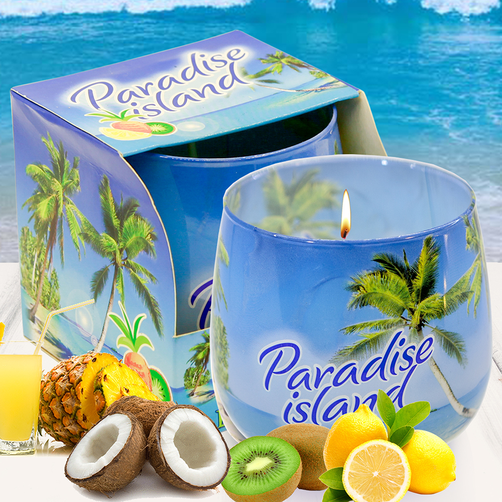 Ly nến thơm tinh dầu Bartek Paradise Island 100g QT02780 - hương gió biển (giao mẫu ngẫu nhiên)