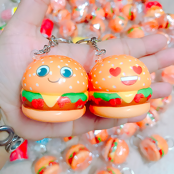 Squishy hambuger mini dạng móc khóa - Giao mặt burger ngẫu nhiên