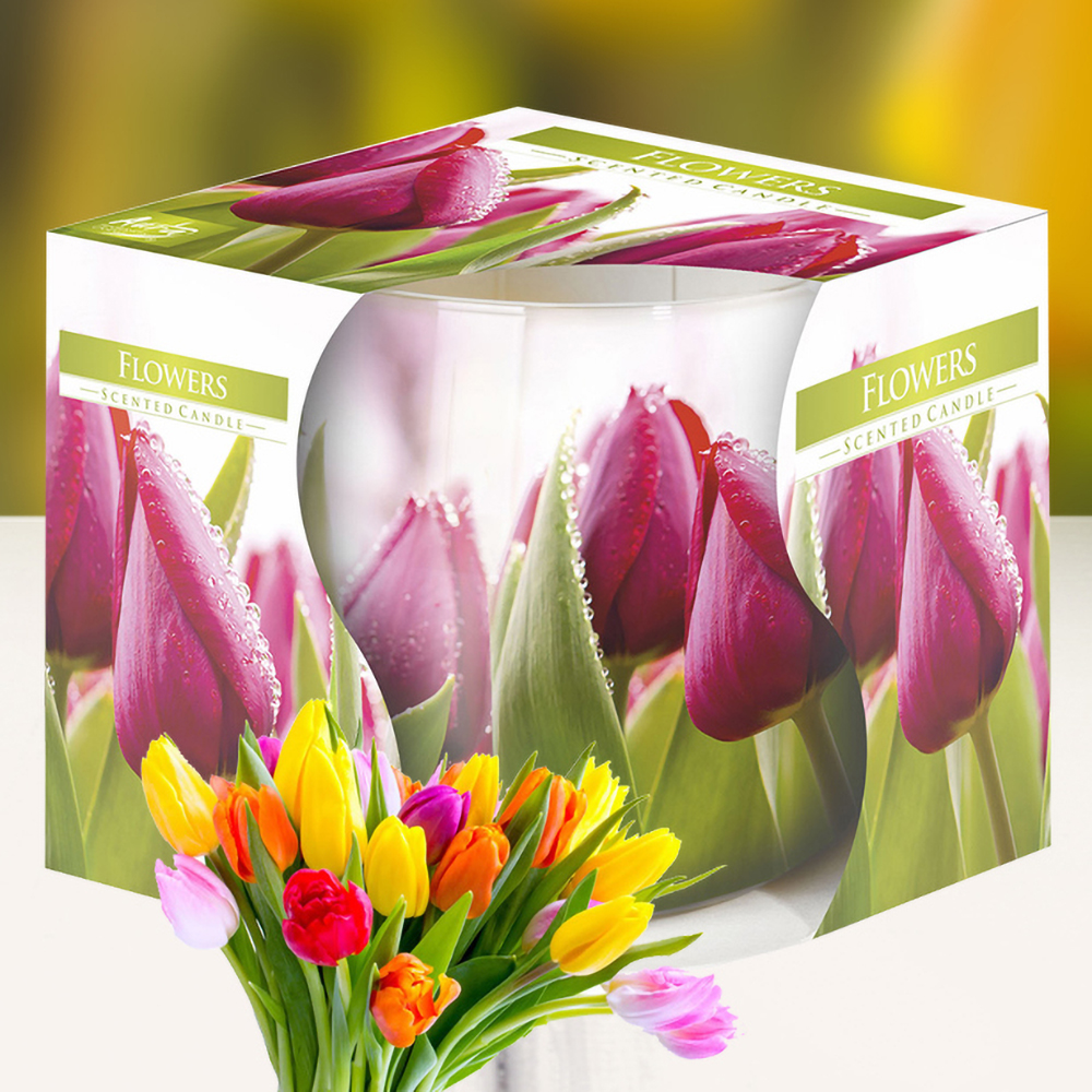 Ly nến thơm tinh dầu Bispol Flowers 100g QT024786 - hương hoa tulips