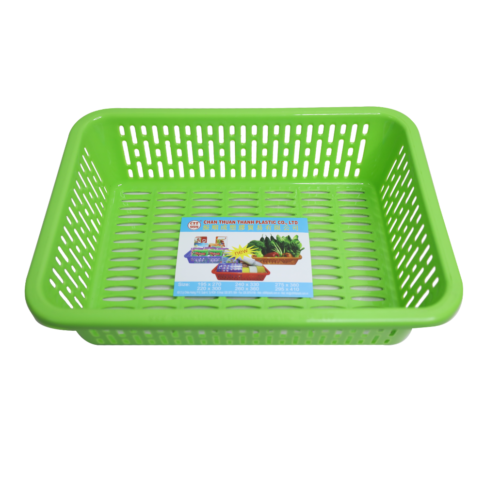 Combo 4 rổ nhựa chữ nhật Chấn Thuận Thành 33 x 23.5 x 8.5cm đựng đồ, đựng rau củ, đa năng tiện dụng RCN3320-4 (nhiều màu)