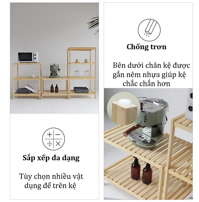 KỆ LÒ VI SÓNG 3 TẦNG Dài 60cm x Cao 80cm