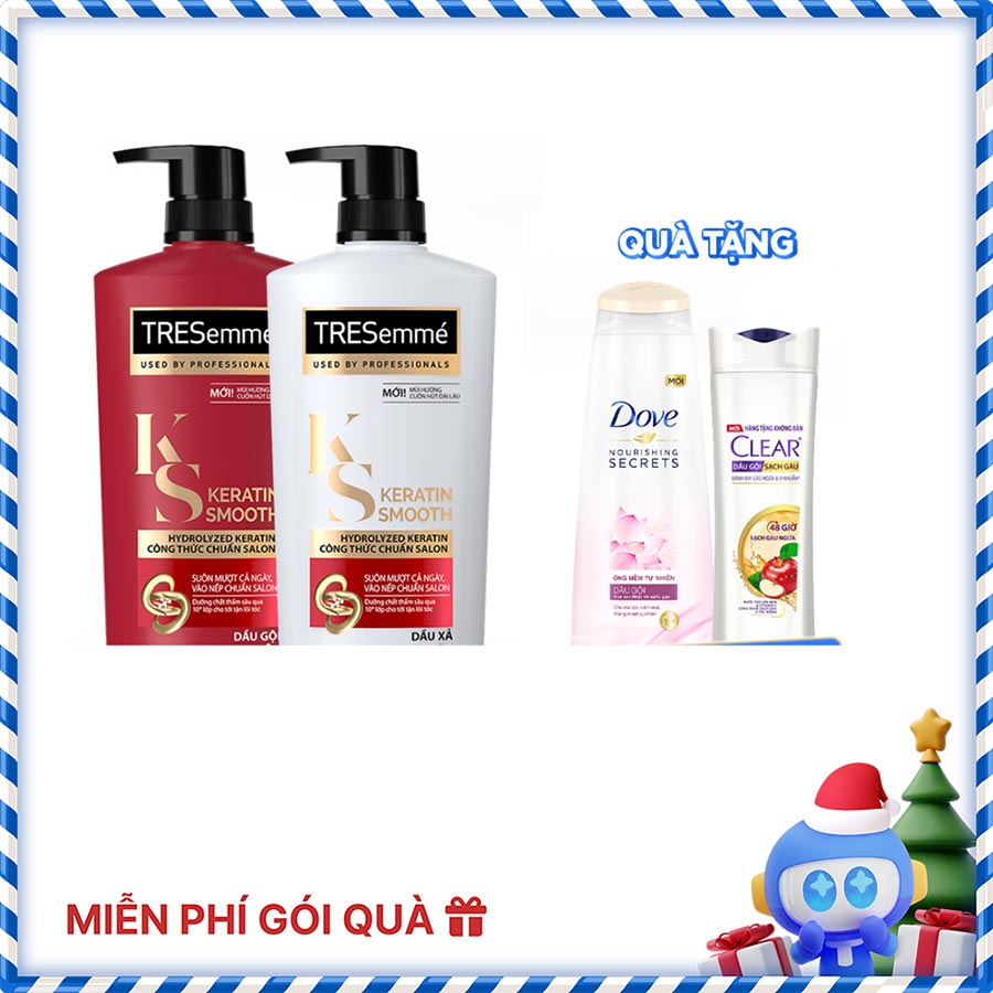 Combo 2 Dầu Gội, Dầu Xả TRESEMME Keratin Smooth suôn mượt 640g, 620g