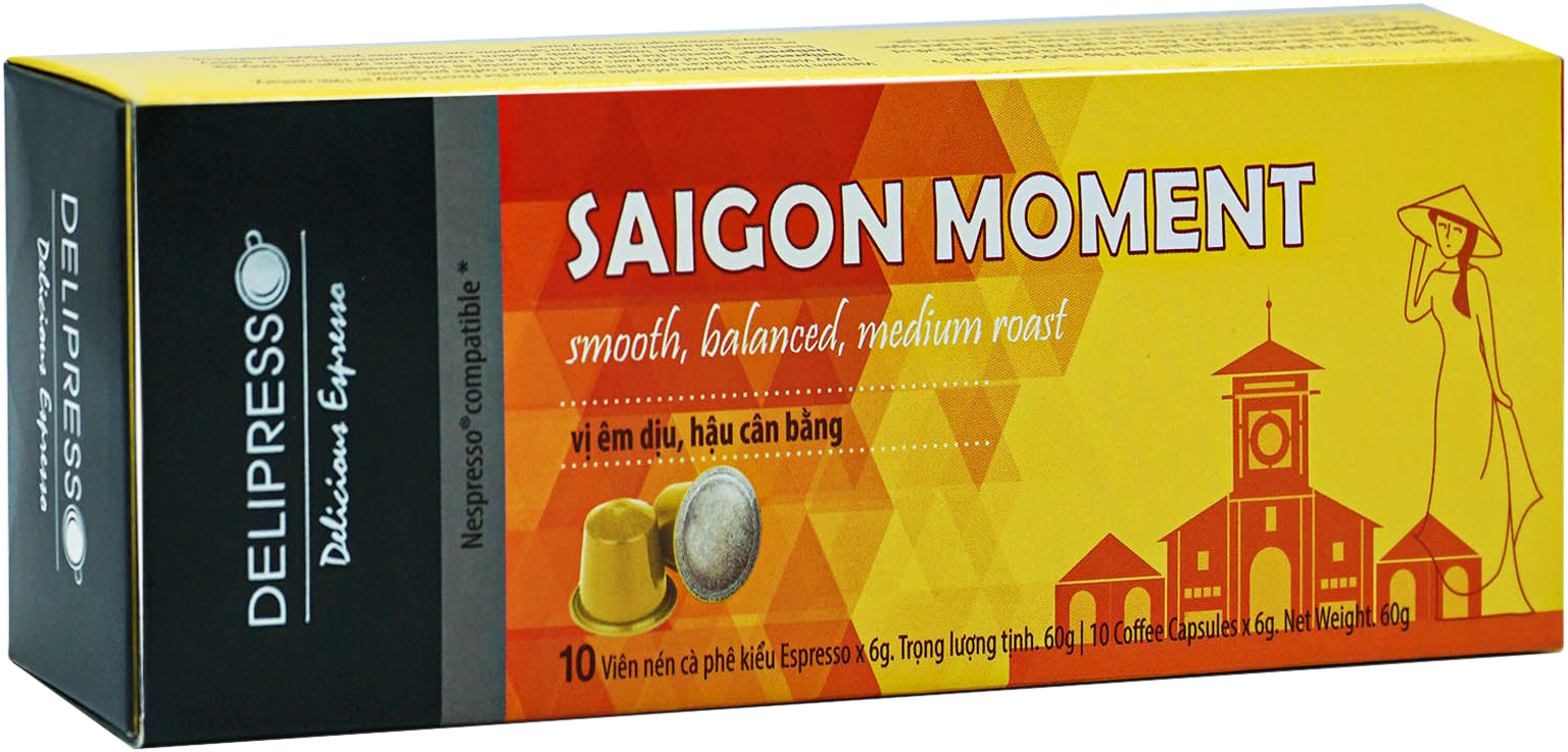 Cà phê viên nén Delipresso Sài Gòn Moment 10 viên x 6g - Viên nén cà phê - Cà phê pha máy - Phương Vy Coffee