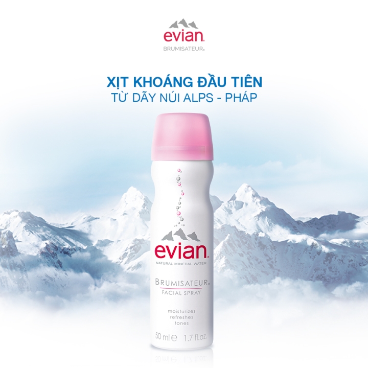 Xịt khoáng cấp ẩm và làm dịu da Evian Brumisateur 50ml