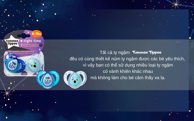 Ty ngậm dạ quang cho bé Tommee Tippee Night Time 6-18 tháng (vỉ 2 cái) - Xanh