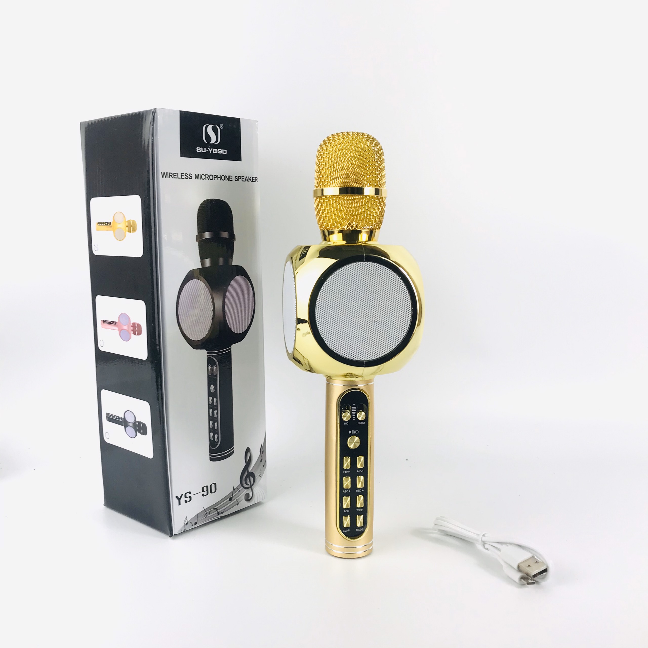 Micro Karaoke Bluetooth Kèm Loa Bass GUTEK YS90, Micro Bắt Giọng Cực Tốt Âm, Thanh Trong Lớn, Bass Cực Hay, Hỗ Trợ Kết Nối Usb, Thẻ Nhớ, Cổng 3.5, Nhiều Màu Sắc - Hàng chính hãng
