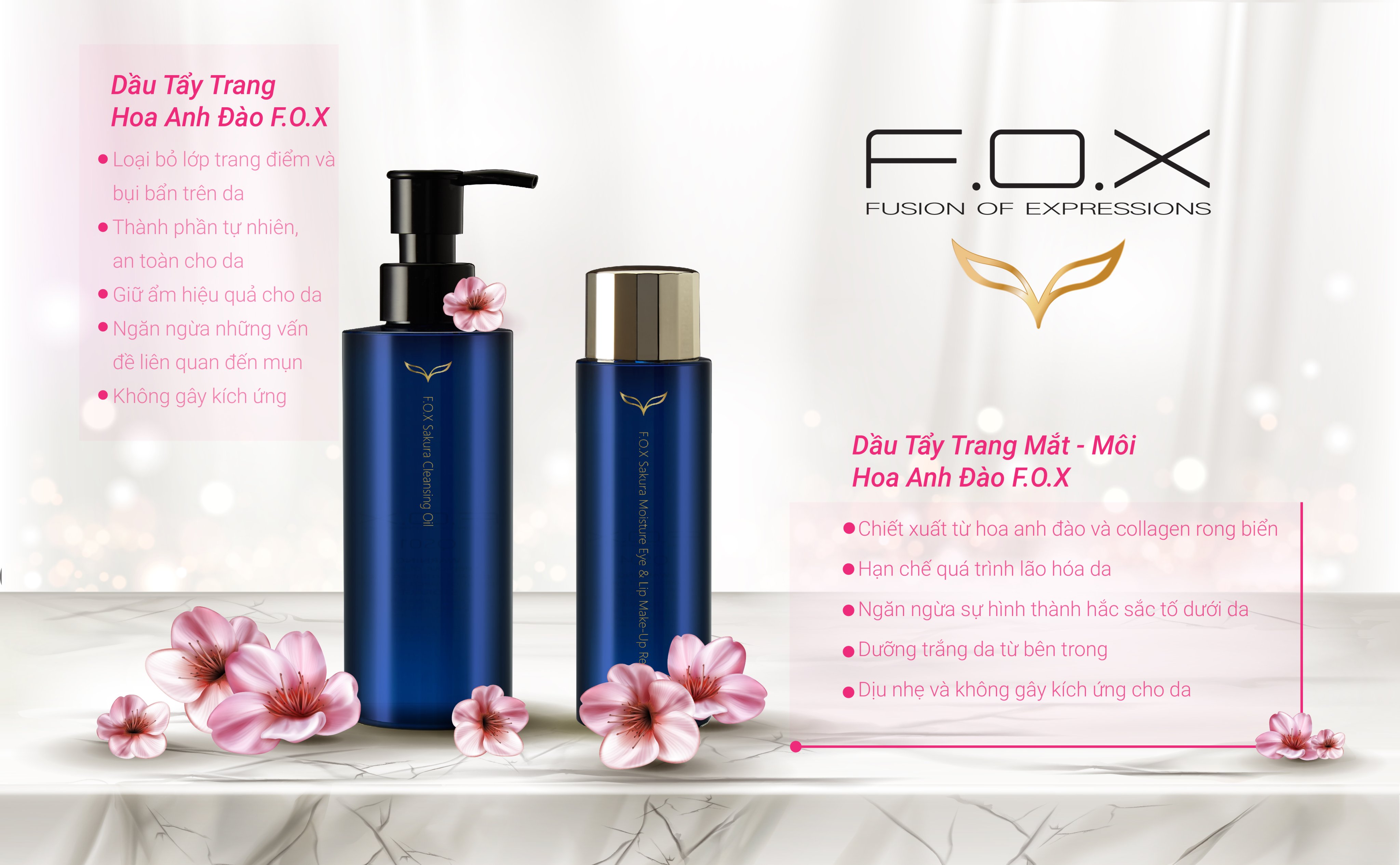 Dầu Tẩy Trang Hoa Anh Đào F.O.X Sakura Cleansing Oil 200ml