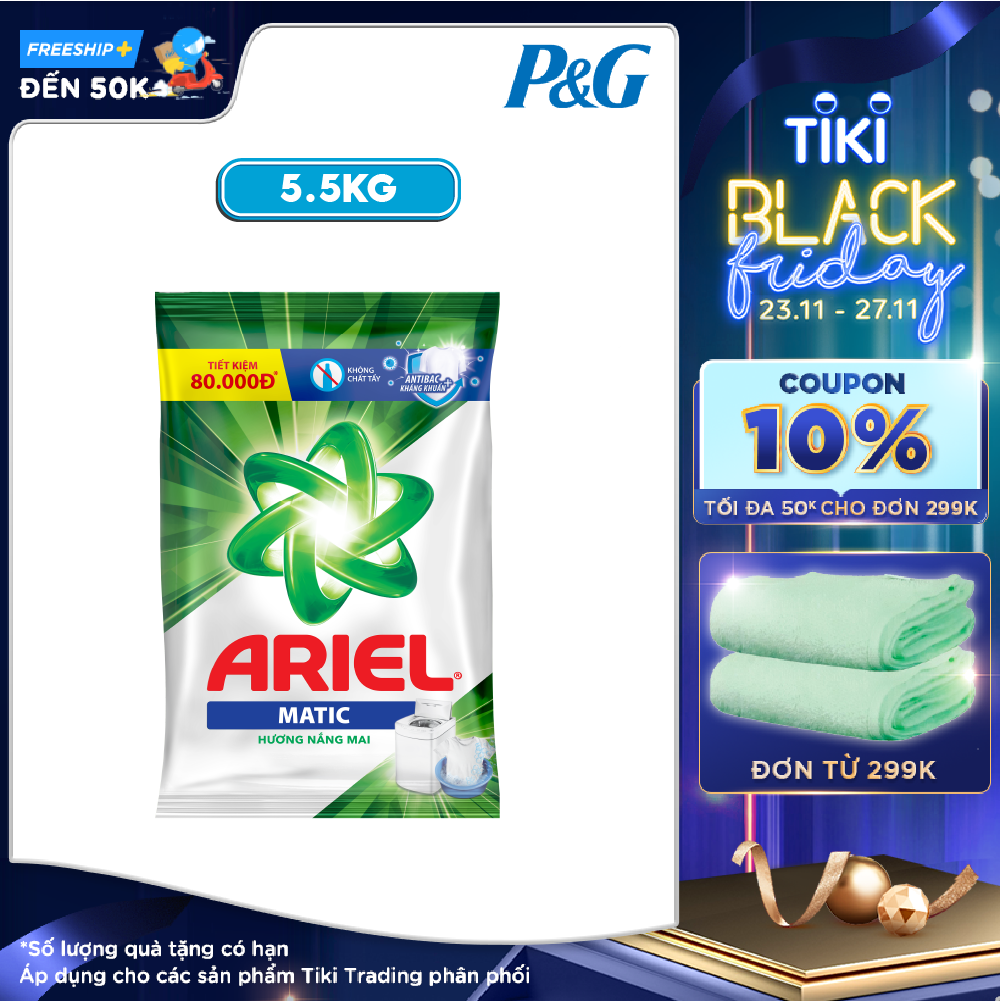 Bột Giặt Ariel Nắng Mai Túi 5.5kg