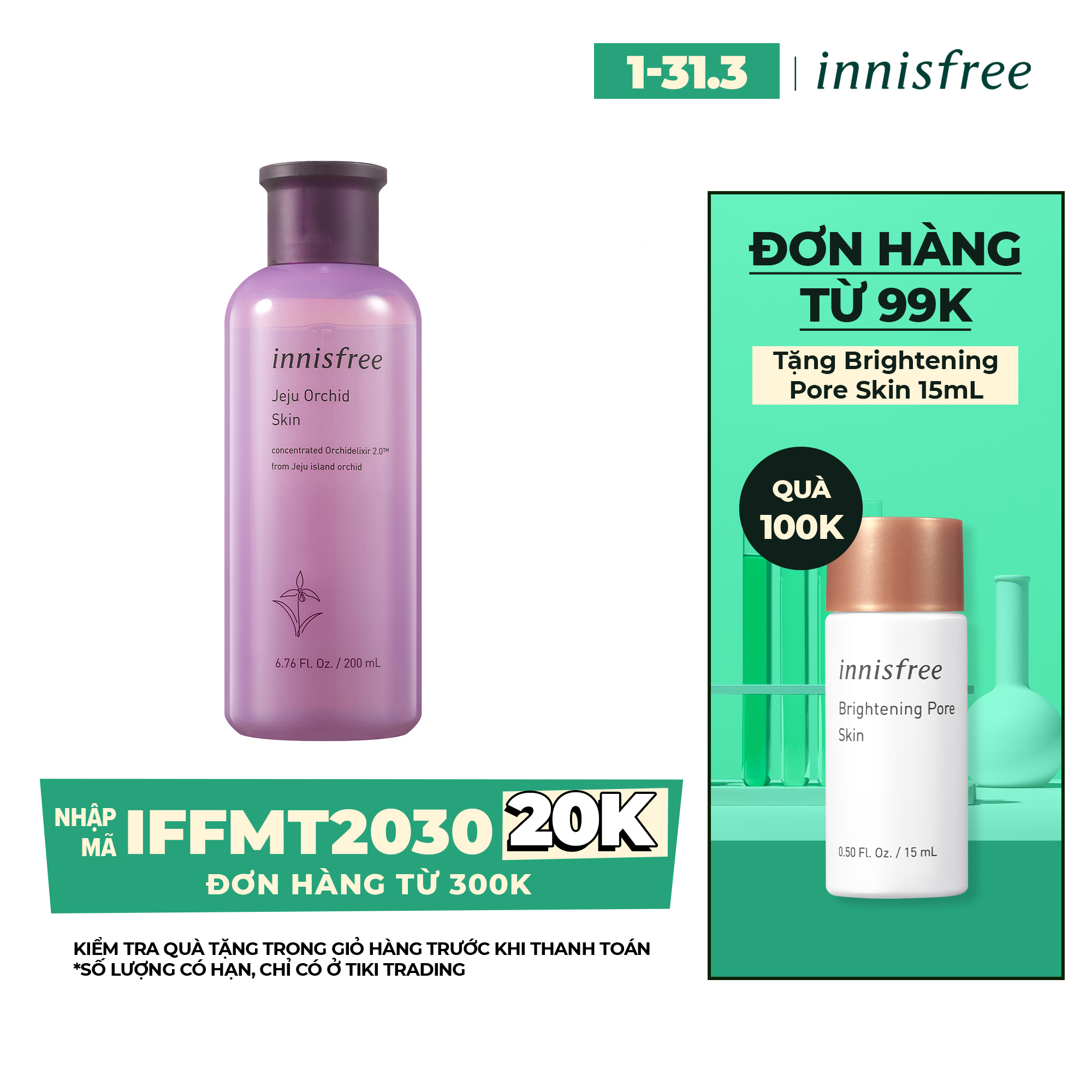 Nước Cân Bằng Ngăn Ngừa Lão Hóa Sớm Từ Hoa Lan Innisfree Jeju Orchid Skin 200ml - 131170969