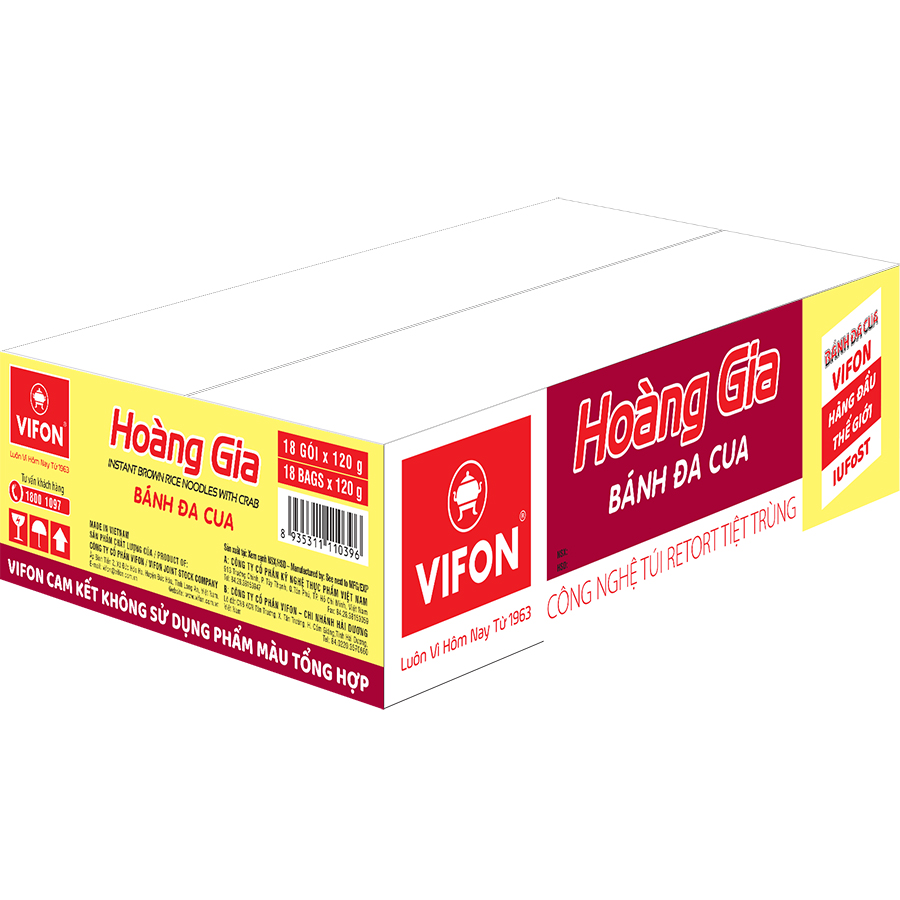 Thùng 18 Bánh Đa Cua HOÀNG GIA VIFON