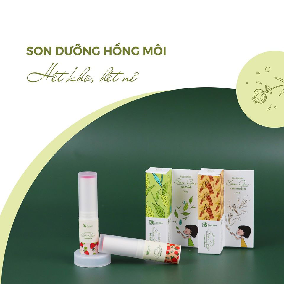 Son Dưỡng Gạo Trà Xanh Không Màu Dưỡng Môi Hết Khô Nẻ Giúp Dưỡng Môi Chống Lão Hóa Môi An Toàn Từ Thiên Nhiên Cỏ Mềm 3.6g