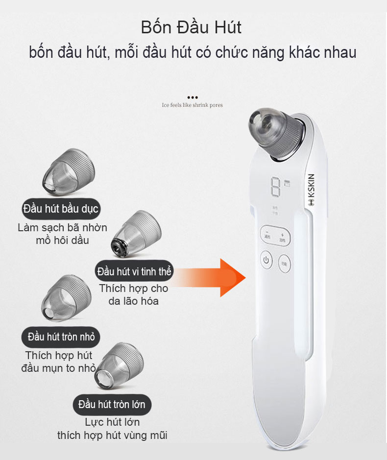 Máy Hút Mụn KD803 Kèm 4 Đầu Hút Với 2 Chế Độ Hút Khác Nhau - Hàng Chính Hãng