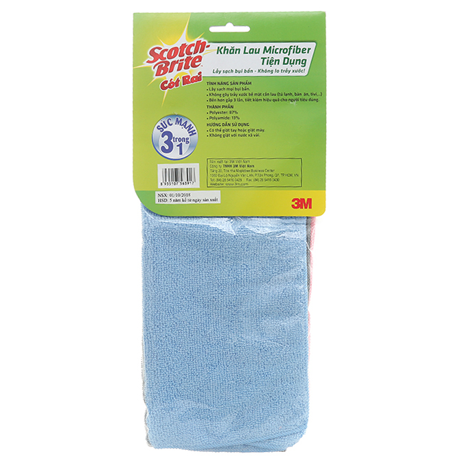 Gói 3 Cái Khăn lau bếp Microfiber tiện dụng Scotch Brite 3M