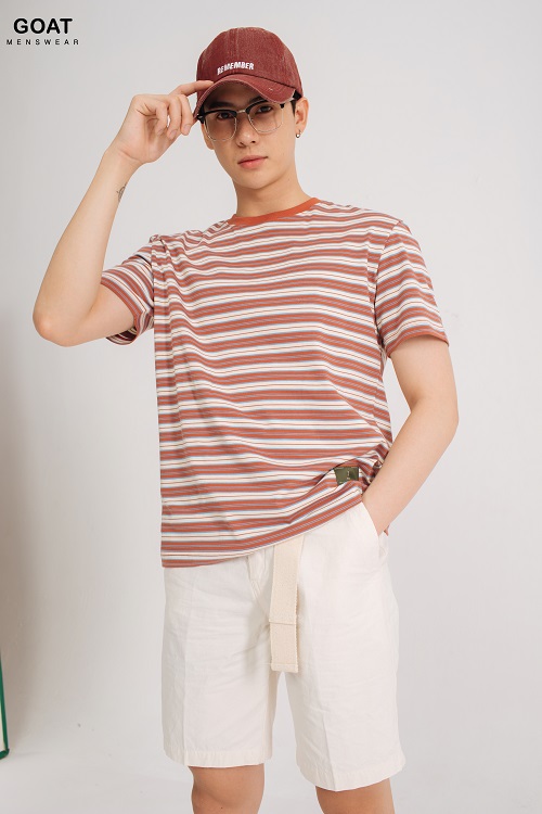 Áo Thun Nam Sọc Ngang Tay Ngắn Trẻ Trung GOAT MENSWEAR