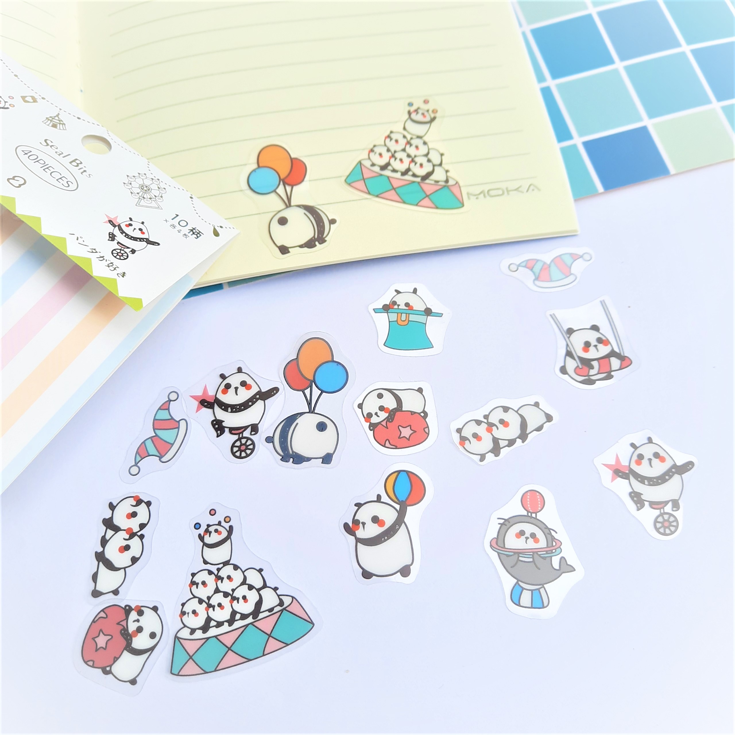 Combo 2 Bộ 40 Sticker Hình Dán Mini Gấu Trúc