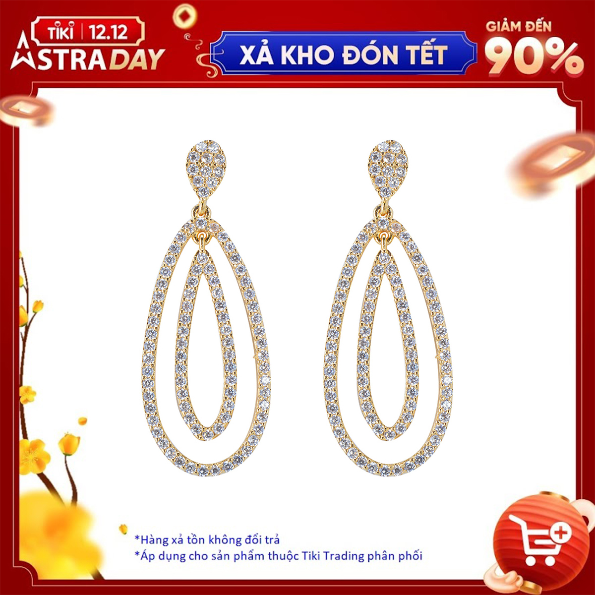 Bông Tai Đẹp Accessories 28 Họa Tiết Hình Bầu Dục Đính Đá BCA - BN08