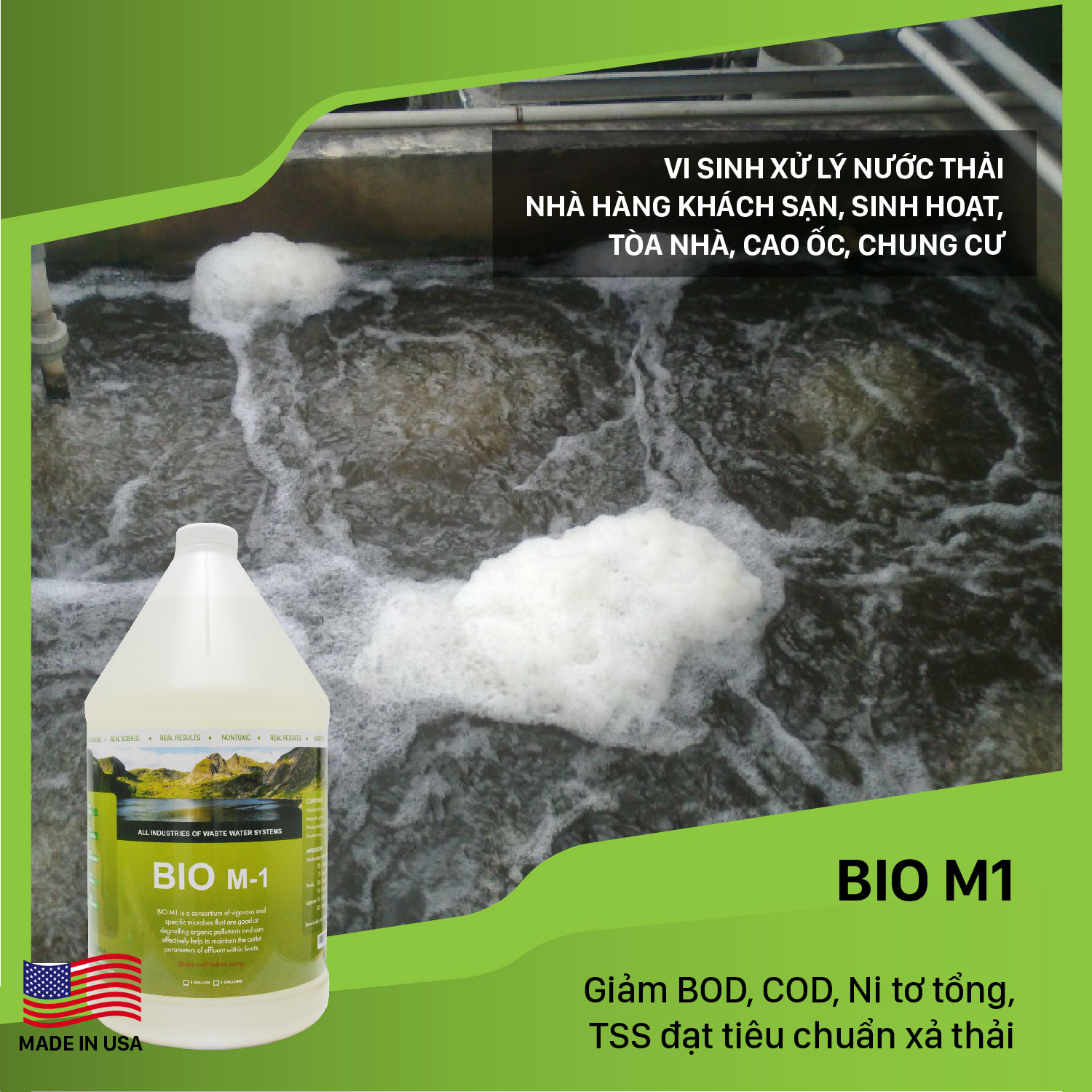 Bio M1 vi sinh xử lý nước thải sinh hoạt và nhà hàng khách sạn