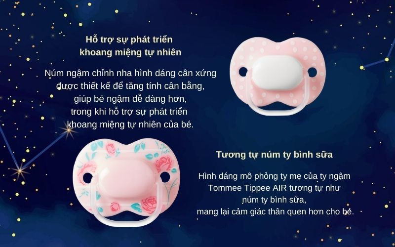 Ty Ngậm Dạ Quang Cho Bé Tommee Tippee 0-6 Tháng (Vỉ Đôi) - Night Time – Mưa Xám