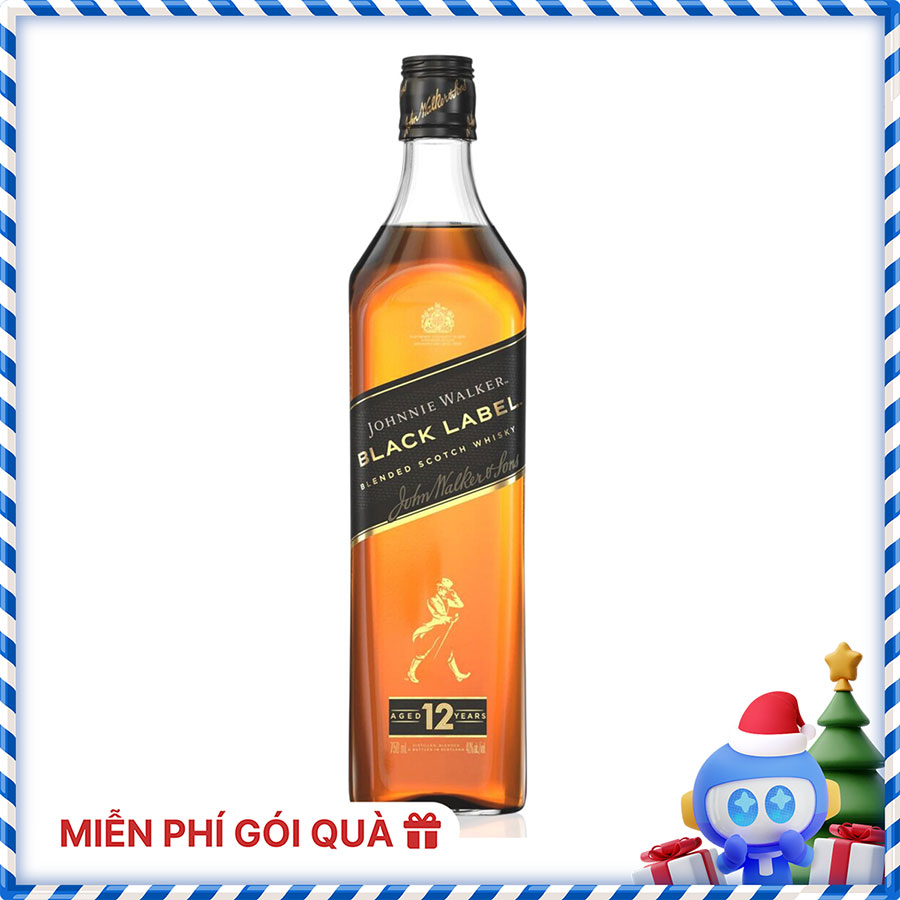 Rượu Johnnie Walker Black Label aged 12 years Blended Scotch Whisky 750ml 40% - Không Hộp