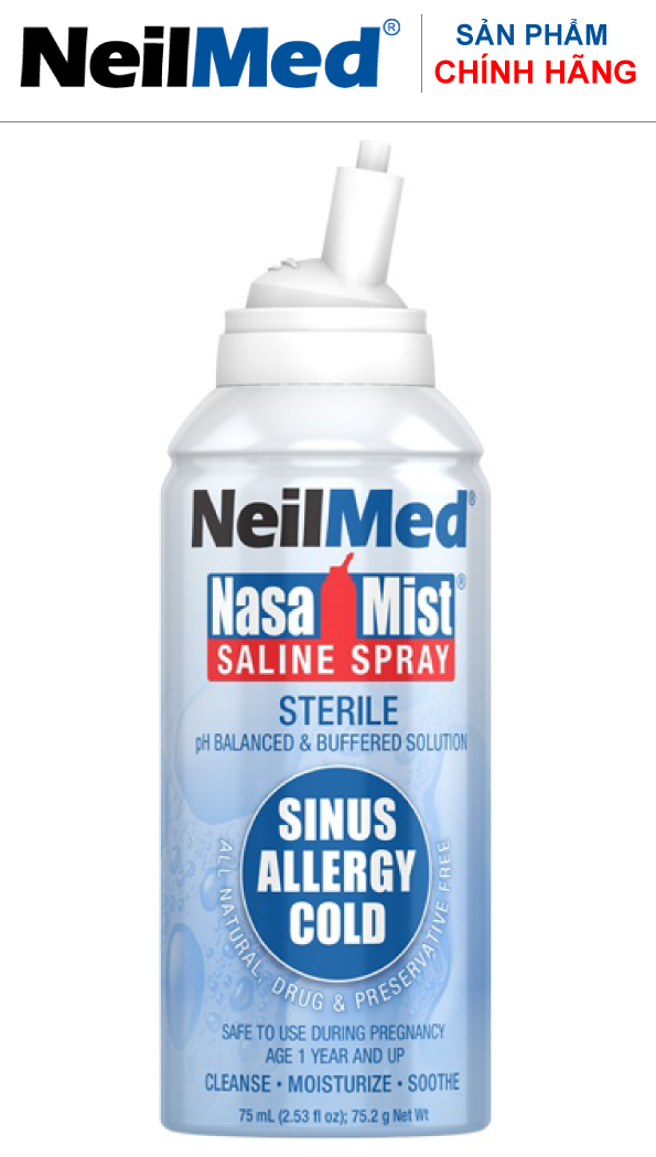 Chai Xịt Rửa Mũi Phun Sương Dưỡng Ẩm Dịu Mũi NeilMed NasaMist Saline Spray Isotonic 75ml - Xuất Xứ Mỹ