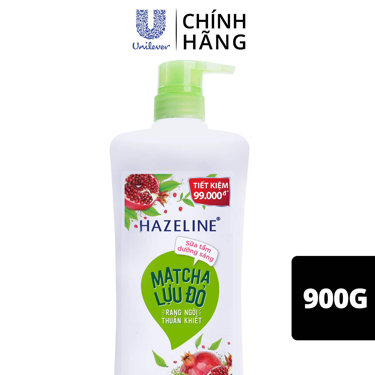 Sữa Tắm Dưỡng Thể Thiên Nhiên Trắng Sáng Da Hazeline Matcha Lựu đỏ Sáng Mịn Rạng Ngời 900g