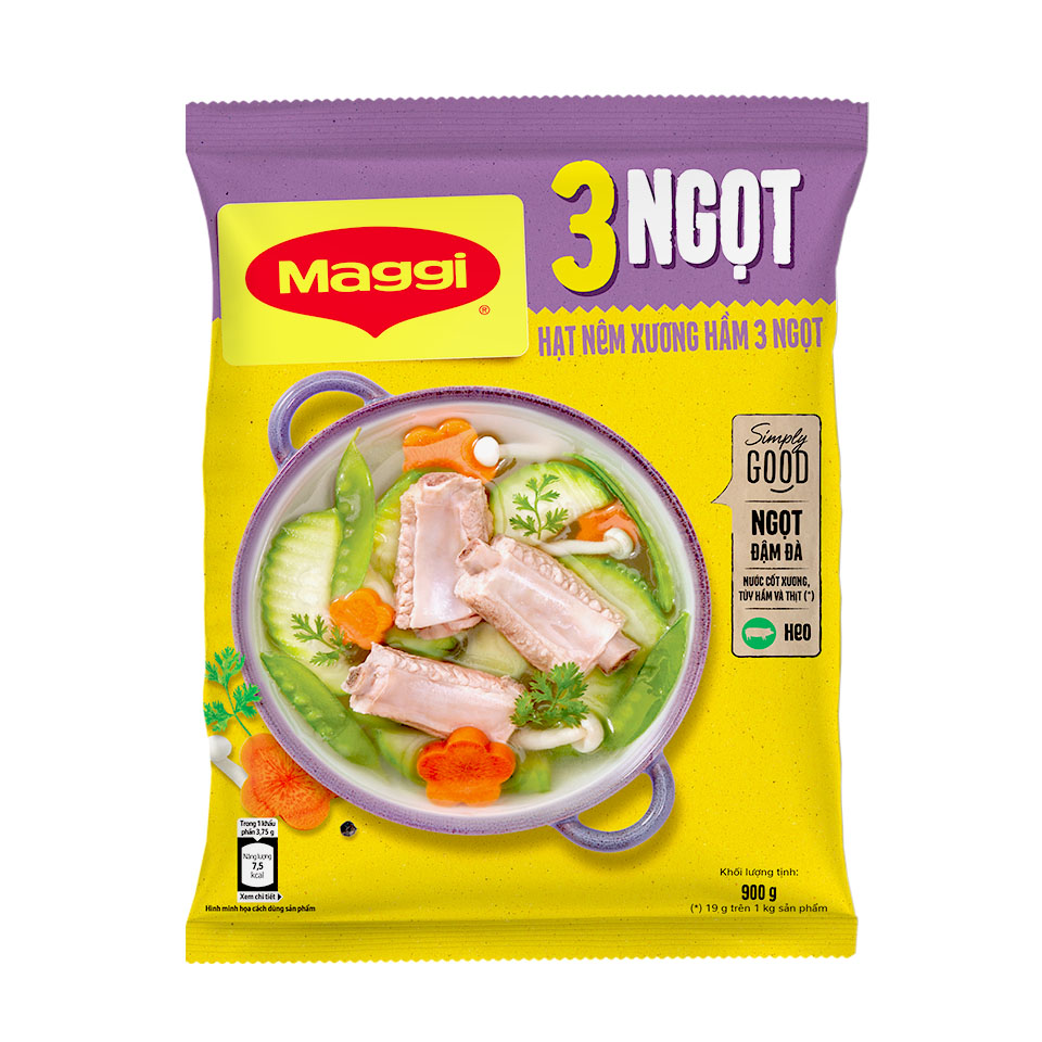 Hạt nêm MAGGI Xương Hầm 3 ngọt Heo gói 900g