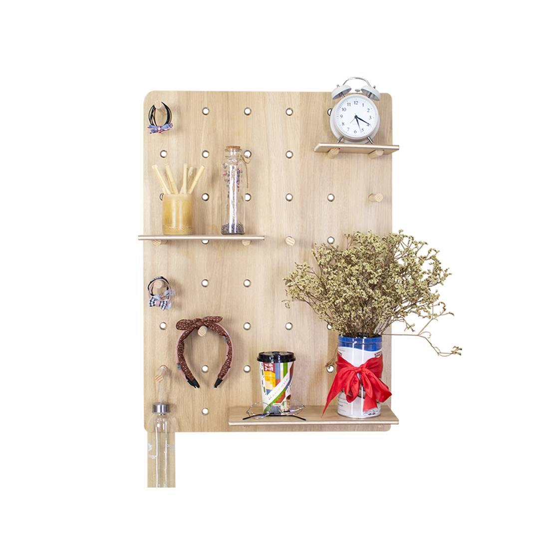 Bảng Gỗ Đục Lỗ Treo Tường SMLIFE Pegboard - Bảng Gỗ Trang Trí Hiện Đại Làm Bằng Ván Gỗ Plywood Tặng Bộ Ốc Vít và Móc Treo Z Hanger