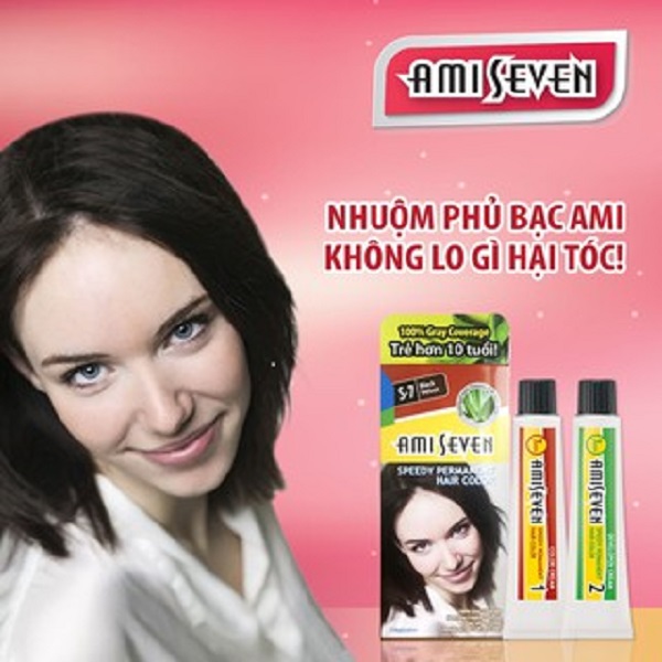 Nhuộm phủ bạc dược thảo Amiseven nhanh 7 phút AMI SEVEN Speedy Permanent Hair Color (60g + 60g) Hàn Quốc