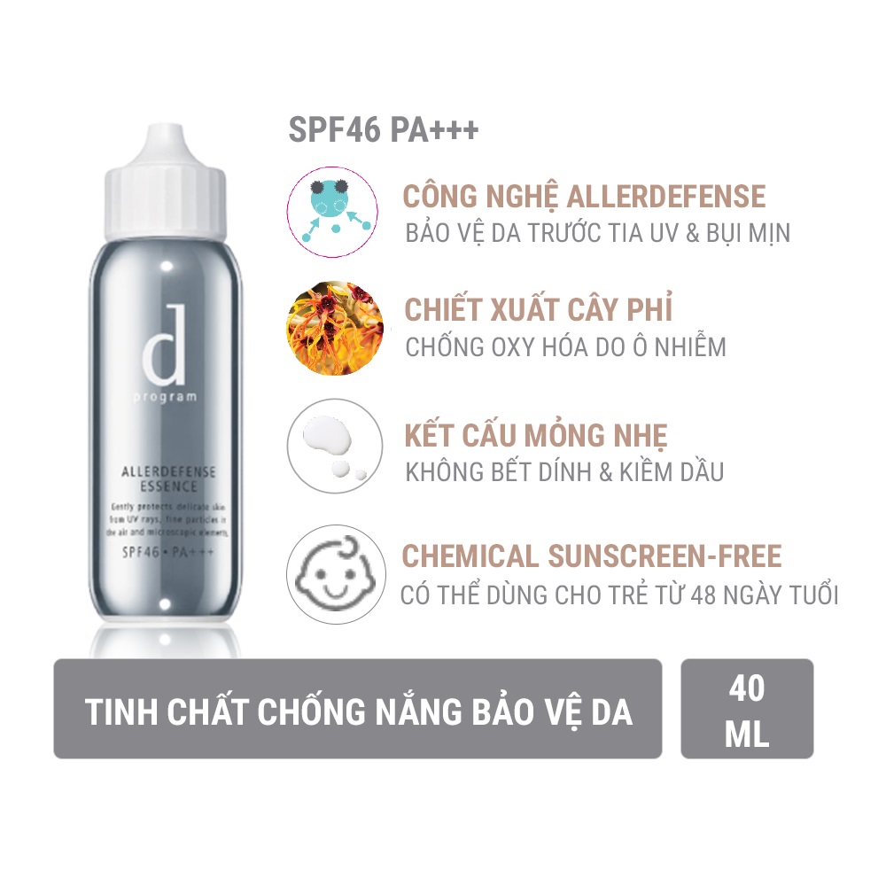 Tinh chất chống nắng bảo vệ da khỏi bụi mịn và ô nhiễm môi trường d program Allerdefense Essense 40ml