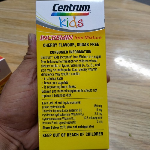 Siro ăn ngon Centrum Kids Incremin Iron Mixture, hỗ trợ trẻ biếng ăn (200ml) - Nhập khẩu Australia