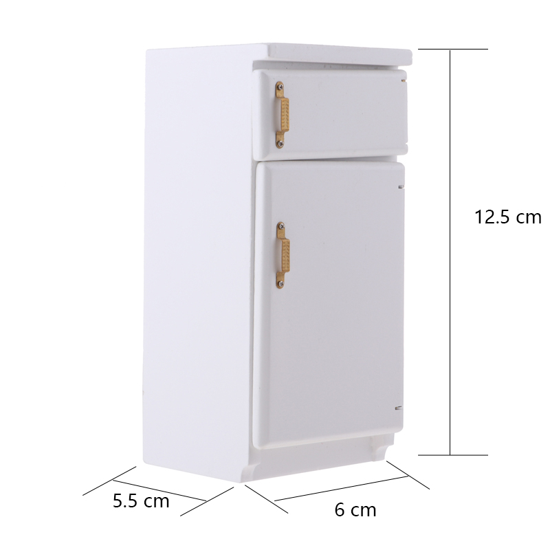 Phong Cách Châu Âu 1/12 Gỗ Tủ Lạnh Tủ Lạnh Nhà Búp Bê Đồ Phụ Kiện