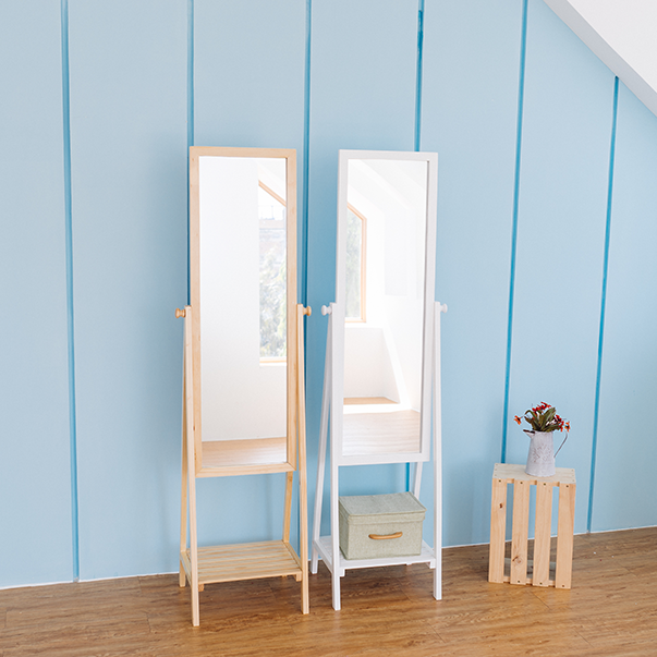 GƯƠNG KỆ ĐỨNG KHUNG GỖ - MIRROR SHELF - T