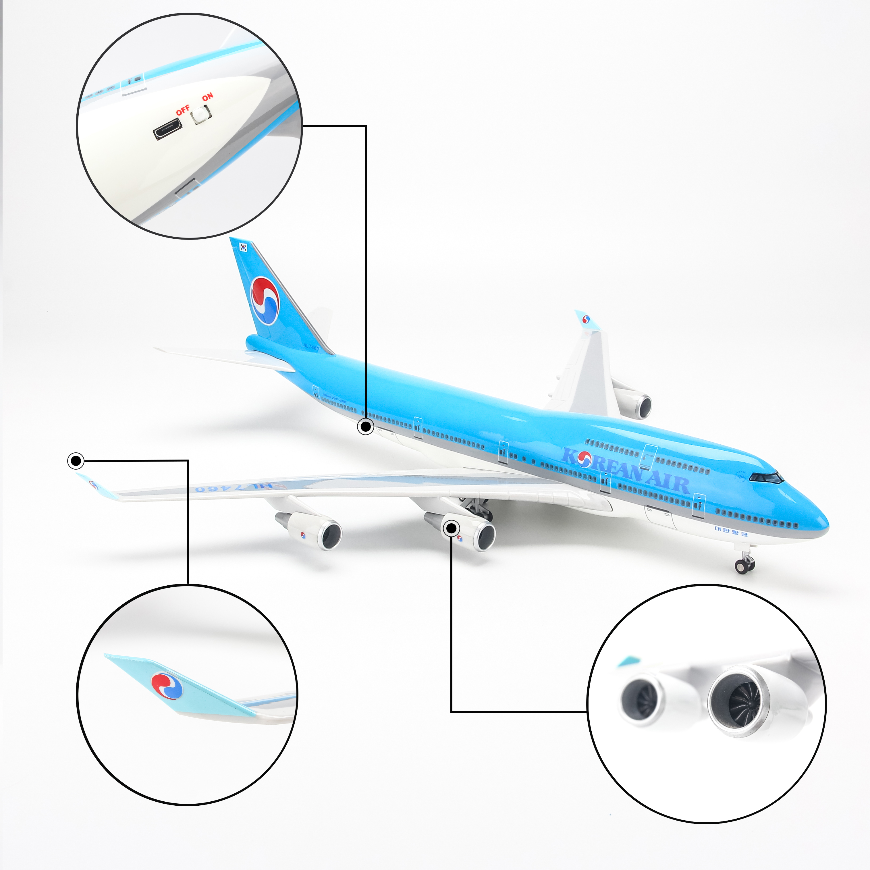 Mô Hình Máy Bay AIRBUS A380 KOREAN AIRWAYS 47CM