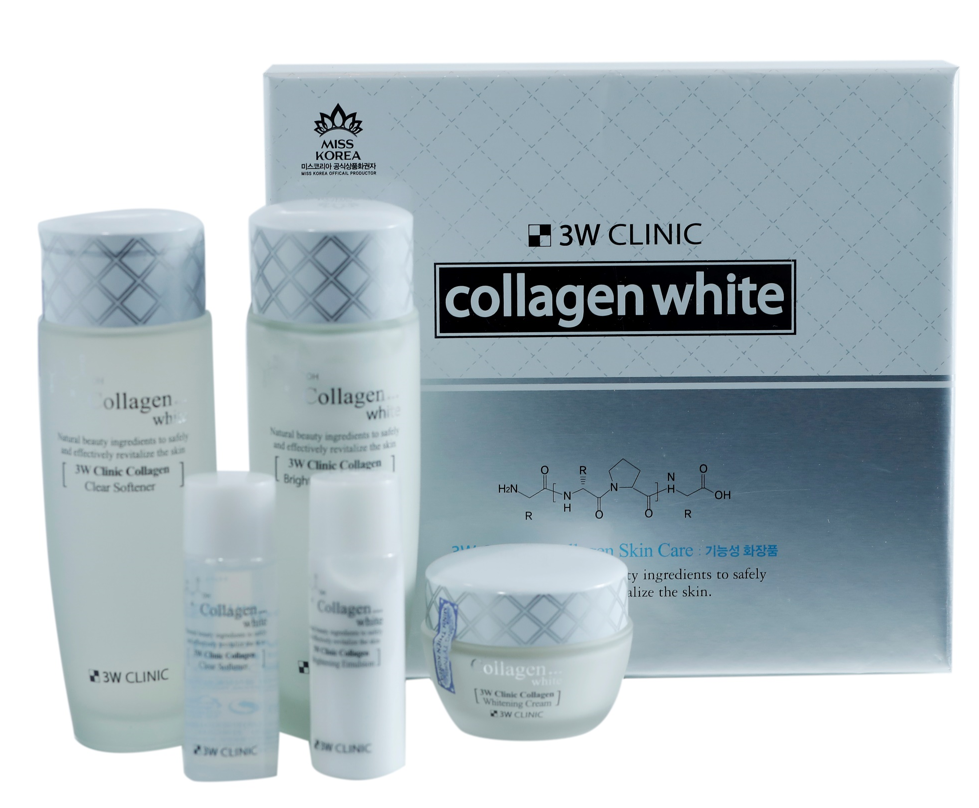 Combo Bộ 3 Sản Phẩm Dưỡng Trắng Da Collagen 3W CLINIC Hàn Quốc