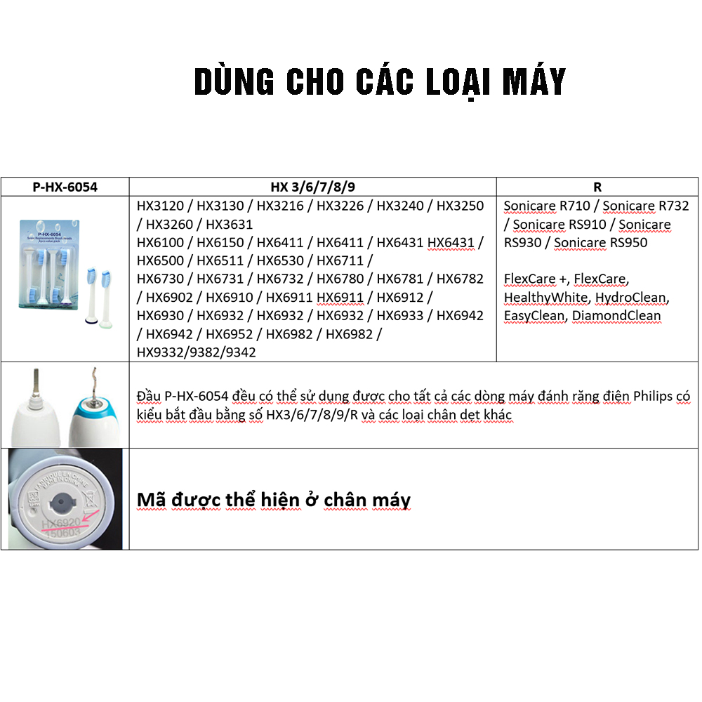 Bộ 4 đầu bàn chải đánh răng điện HX-6054A cho máy Philips Sonicare cho răng nhạy cảm HX3, HX6, HX7, HX8, HX9, R, FlexCare +, FlexCare, HealthyWhite, HydroClean, EasyClean, DiamondClean-Cho răng nhạy cảm