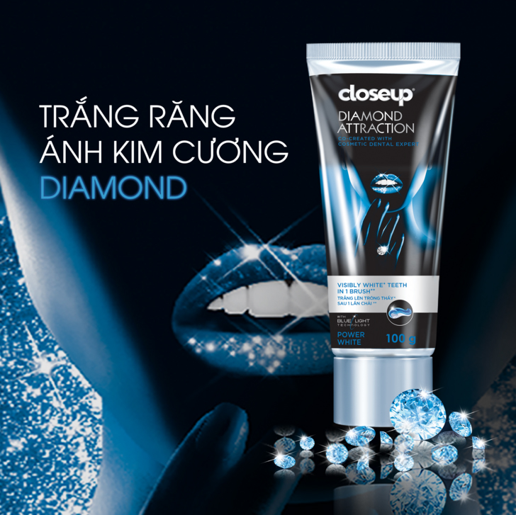 Combo 3 Kem Đánh Răng Closeup Dạng Gel Trắng Răng Diamond Attraction Ngay Sau 1 Lần Chải 100G/Tuýp