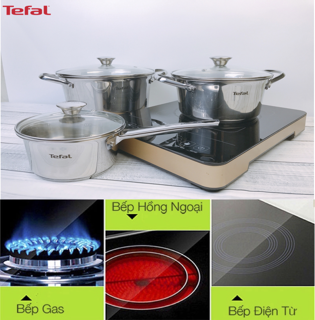 Bộ nồi inox Tefal Simpleo B907S644 3 món (2 nồi 1 quánh) - Thiết kế từ Pháp với inox 304 cao cấp - Hàng chính hãng