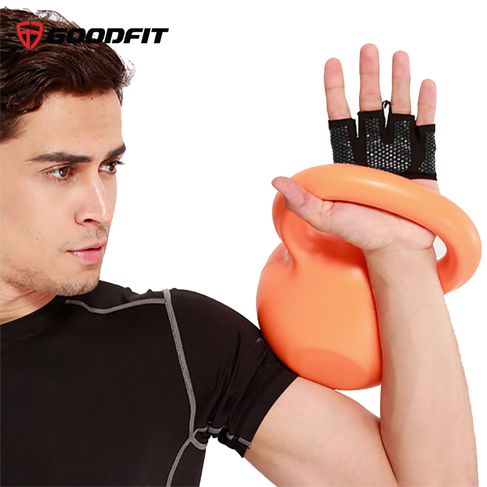 Găng tay hở ngón, bao tay tập gym có đệm silicone chống trượt, vải đục lỗ thoáng khí Goodfit GF204G