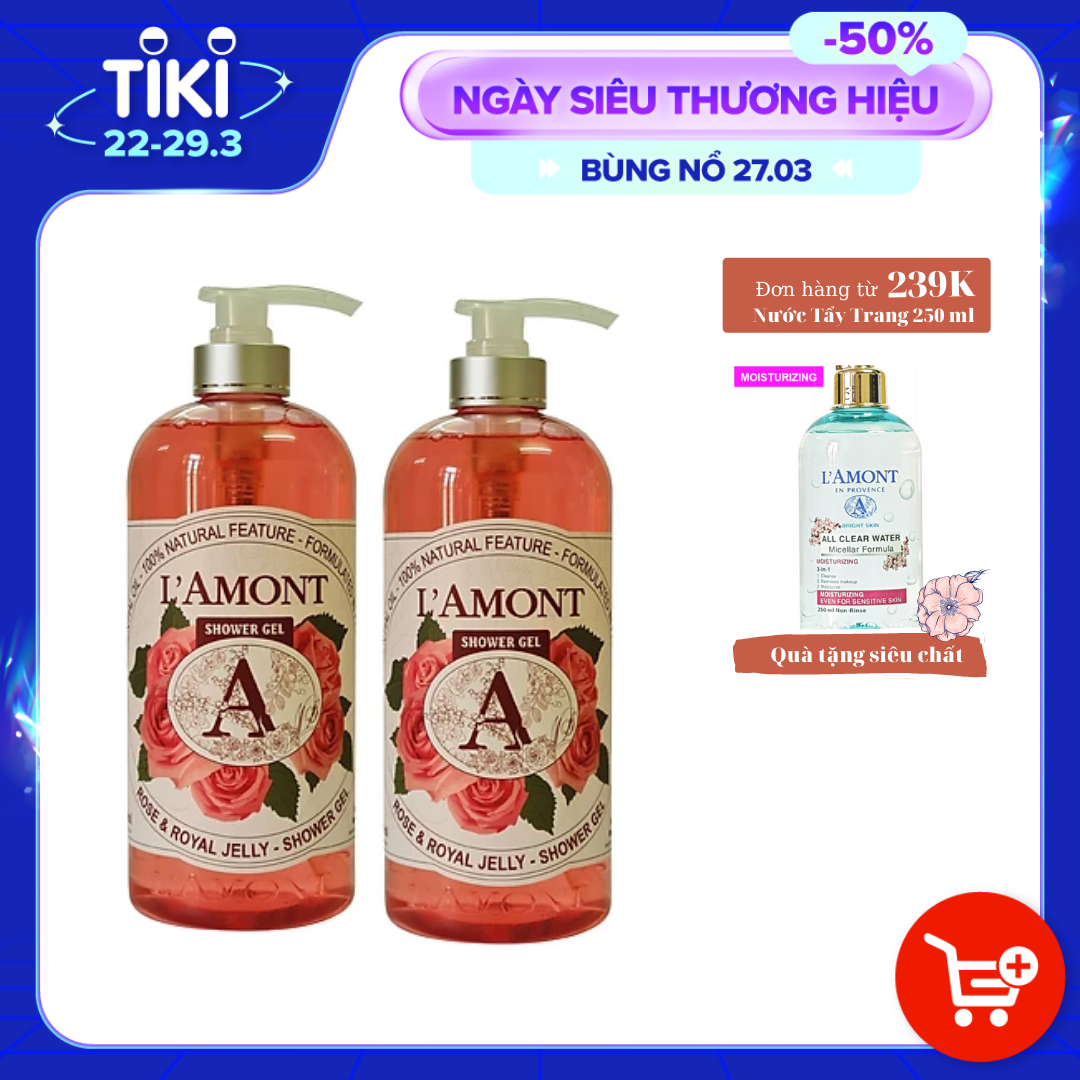 Combo 2 Sữa Tắm L'amont En Provence Rose (Hoa Hồng) Shower Gel 1000ml