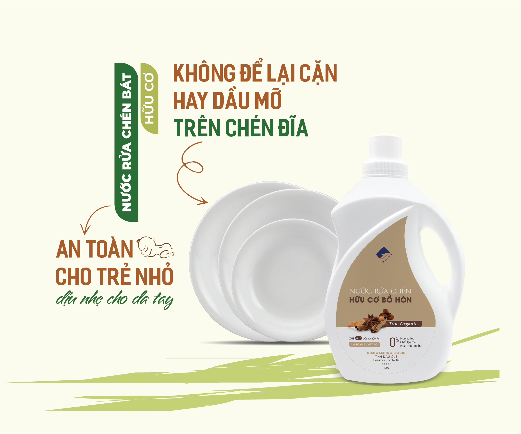 Nước Rửa Chén Hữu Cơ Bồ Hòn Và Tinh Dầu Sả Chanh 500ml thương hiệu Ecocare